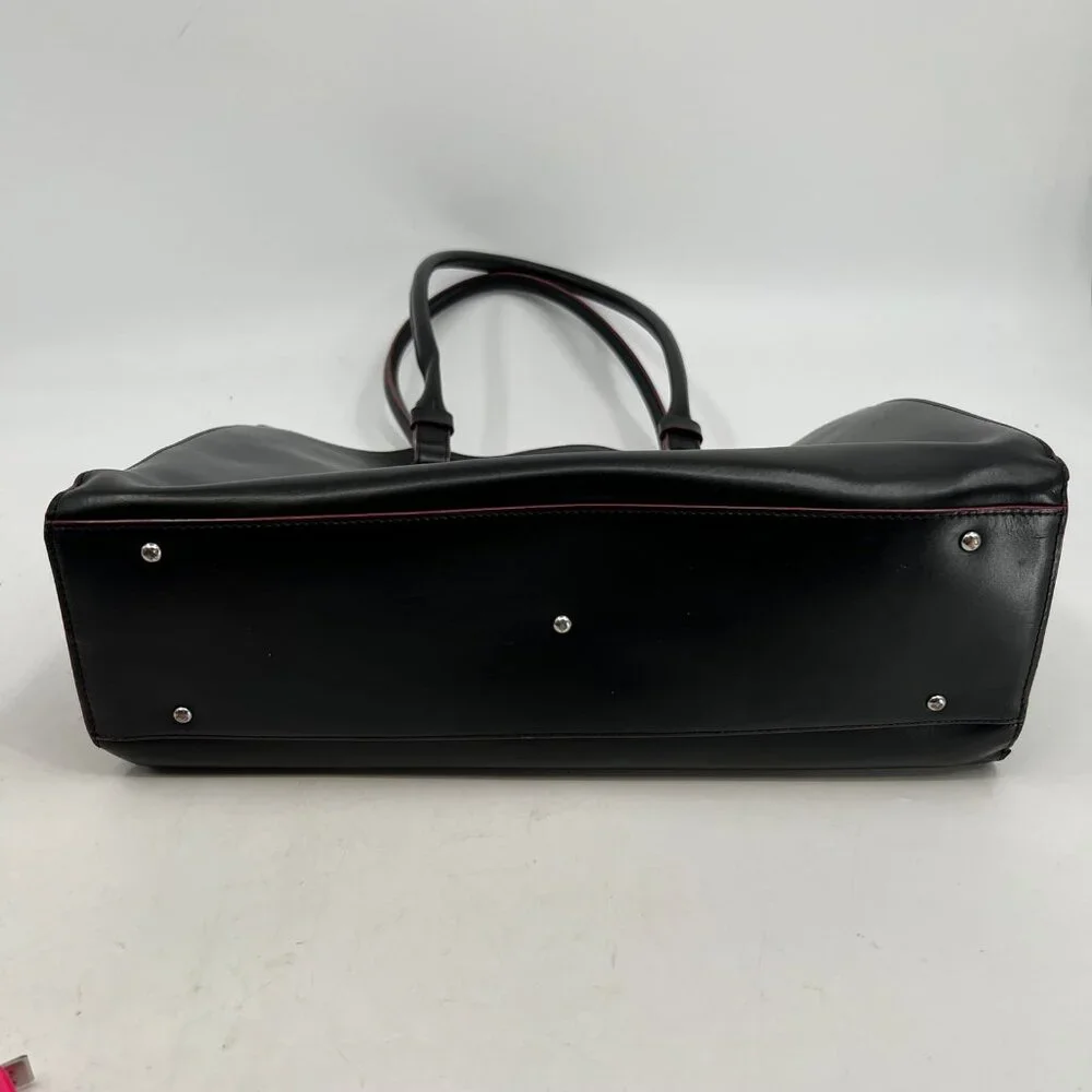 Lodis Black Red Leather Classic Laptop Bag | Excellent Condition
