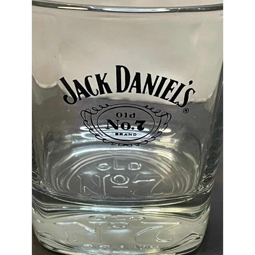Jack Daniels Old No 7 Whiskey shot glass mug cup square clear
