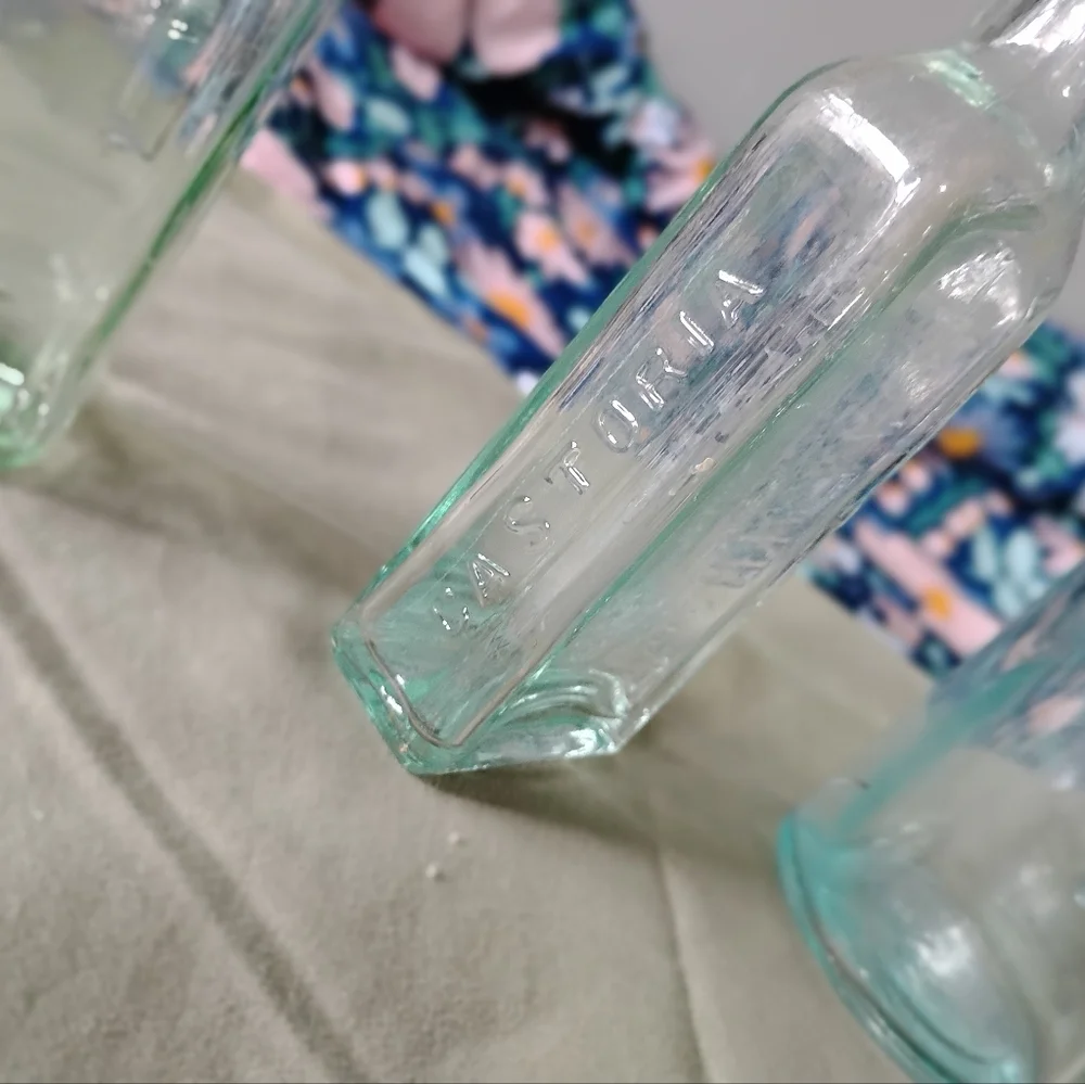 Vintage light blue glass bottles