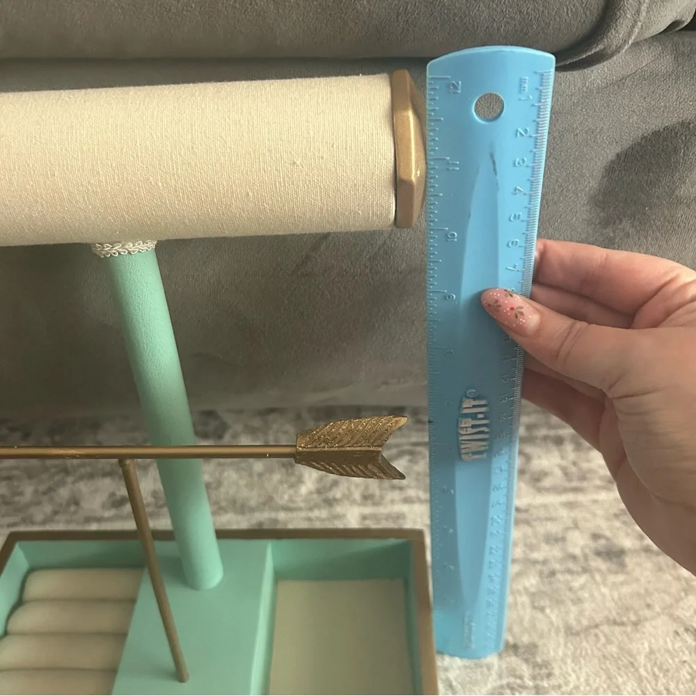 Cream & Teal Jewelry Organizer with Gold Accents