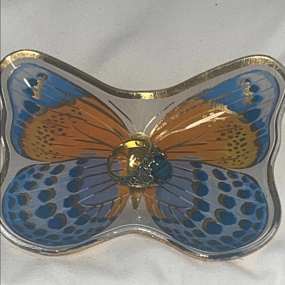 Paper Source Butterfly Jewelry/Trinket Dish - Blue and Gold