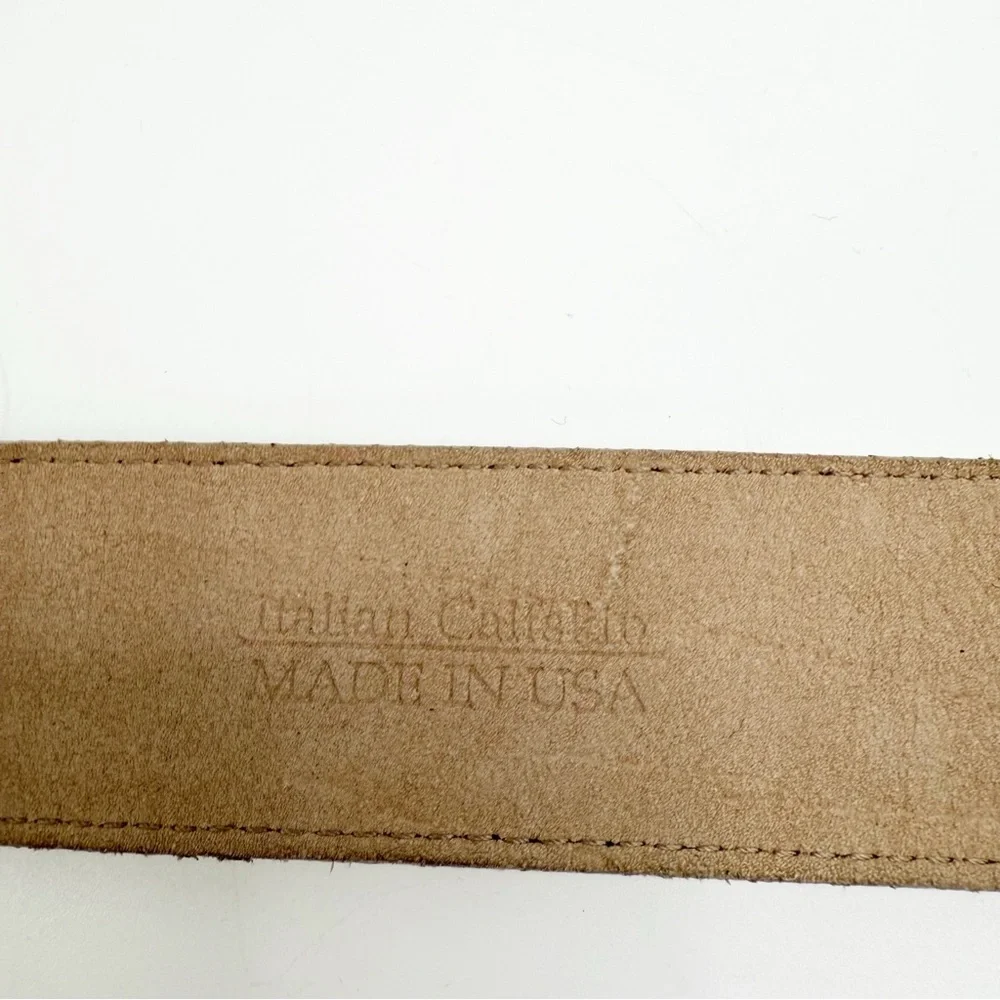 Linda Allard for Ellen Tracy Italian Calfskin Leather Belt, Gold-Tone Buckle, M