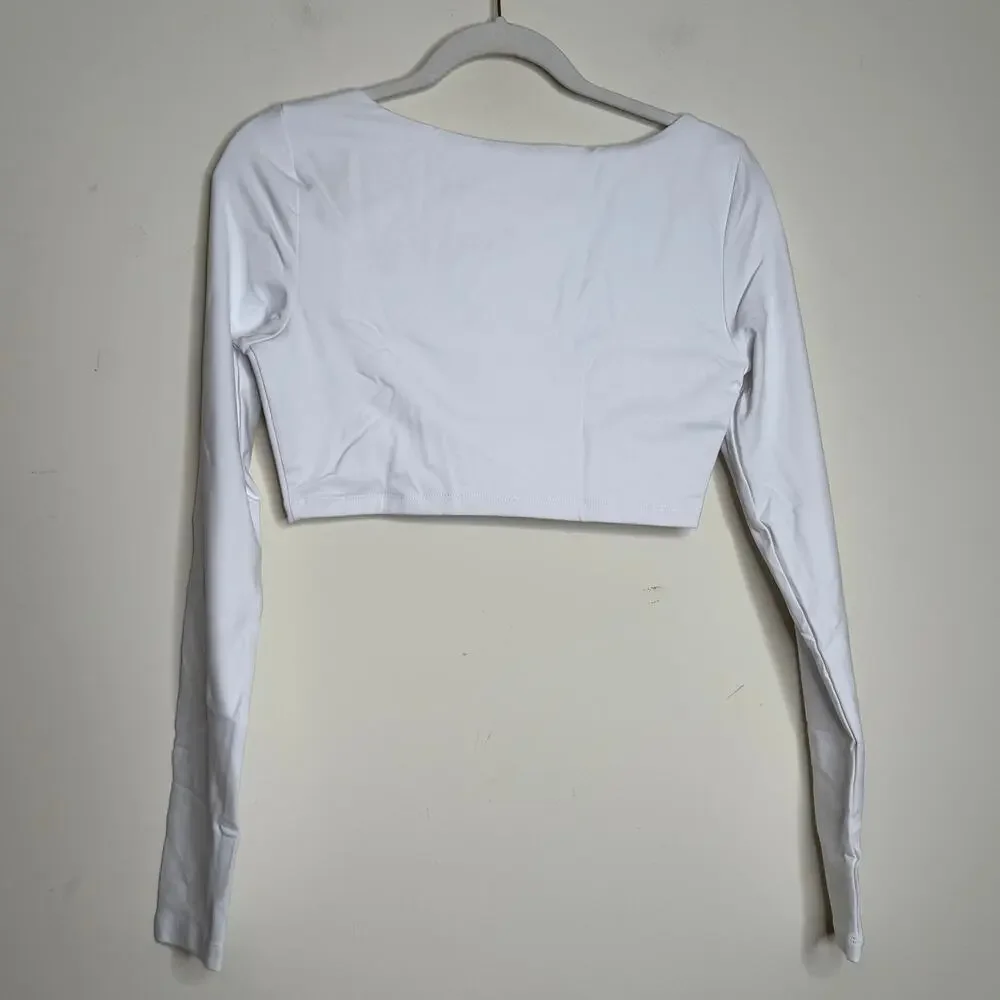 Susana Monaco Micro Square Neck Top in Sugar White NWT Size Medium