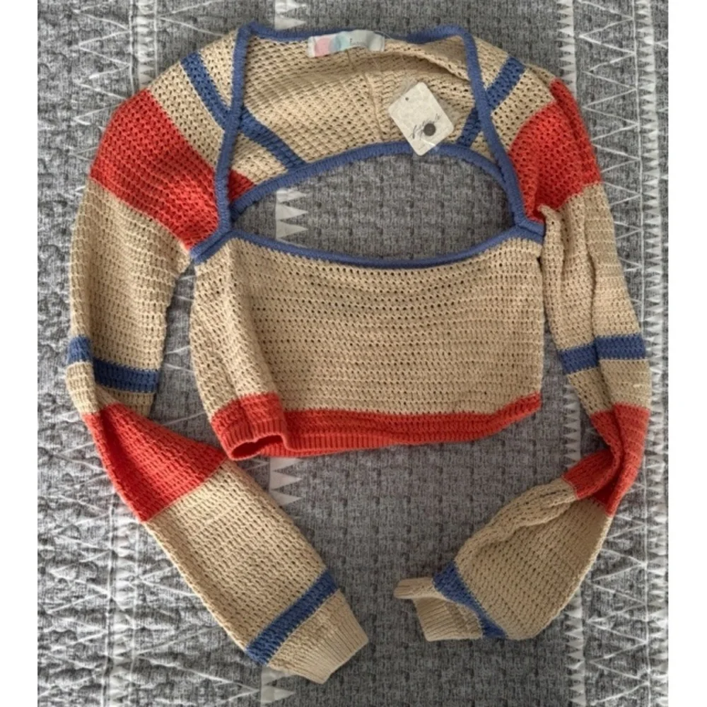 Free People-Love Me Long Sleeve Fauxchet Top-Size Small