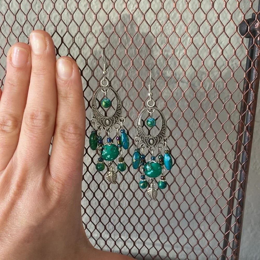 Myra Bag Blue and Silver Boho Earrings