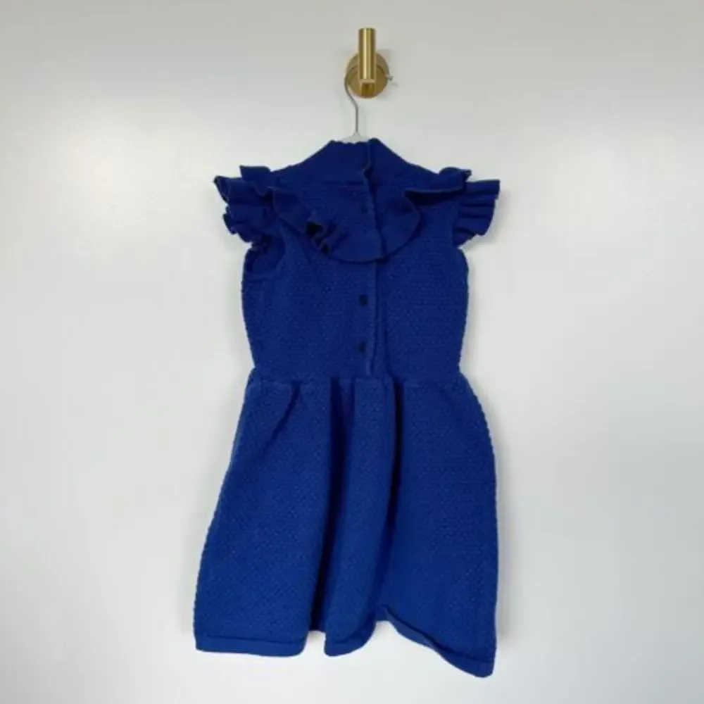 Janie and Jack • Blue Knit Ruffle Mock Neck Dress