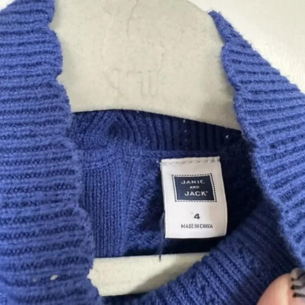 Janie and Jack • Blue Knit Ruffle Mock Neck Dress
