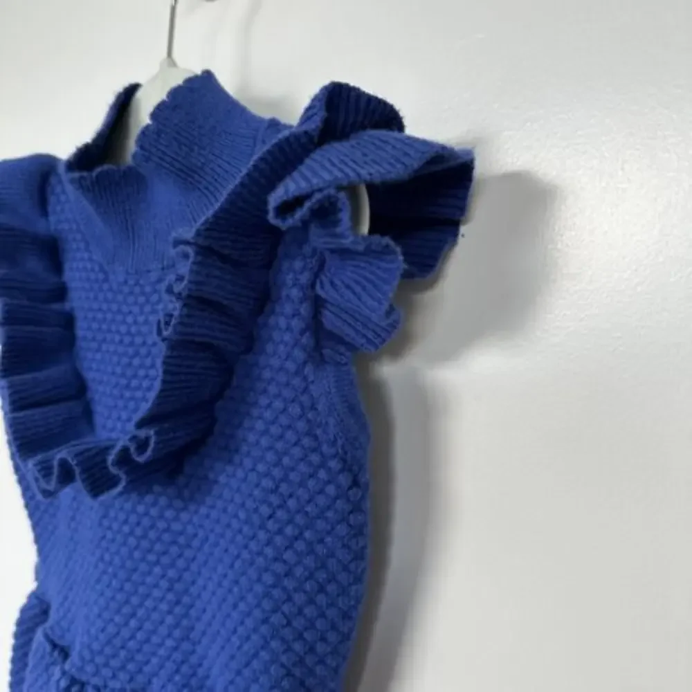 Janie and Jack • Blue Knit Ruffle Mock Neck Dress