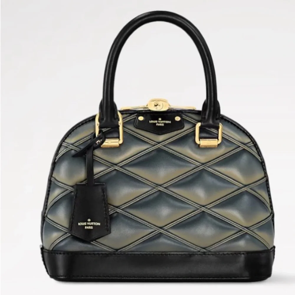 Authentic Louis Vuitton Alma BB Malletage Black, Cream, Green leather