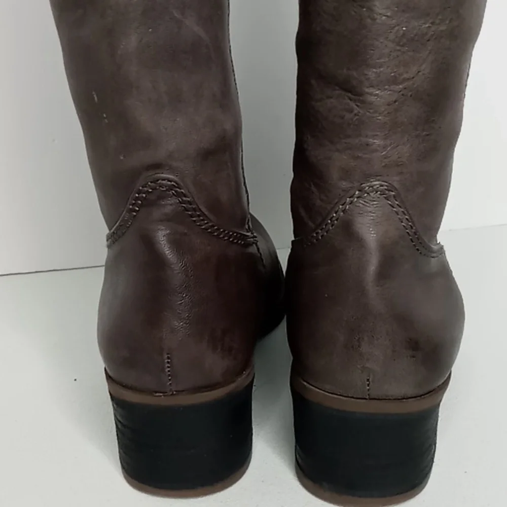Lucky Brand - Knee High Distressed Leather Boots - Lp-Hippie - Ash Gray - 6.5M