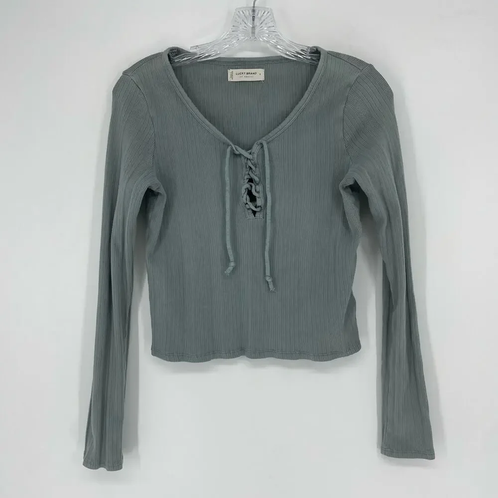 Lucky Brand Long Sleeve Ribbed Top Size Small