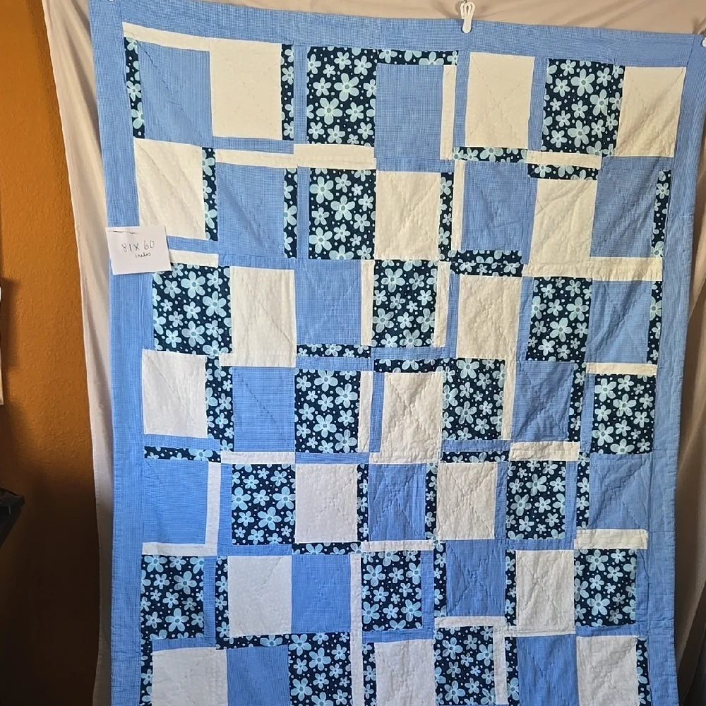 Blue and White Patchwork Quilt Bedding