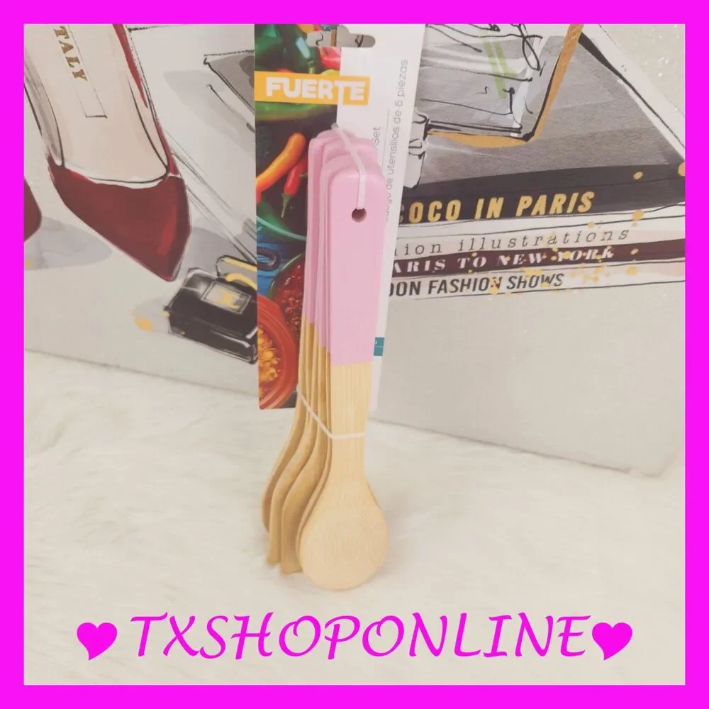 💗🥄6 pc bamboo utensil set🥄💗
