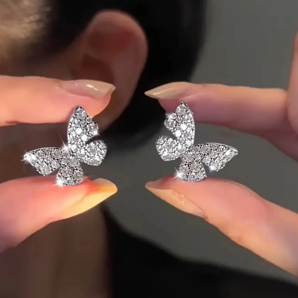 Sparkling Rhinestone Butterfly Earrings