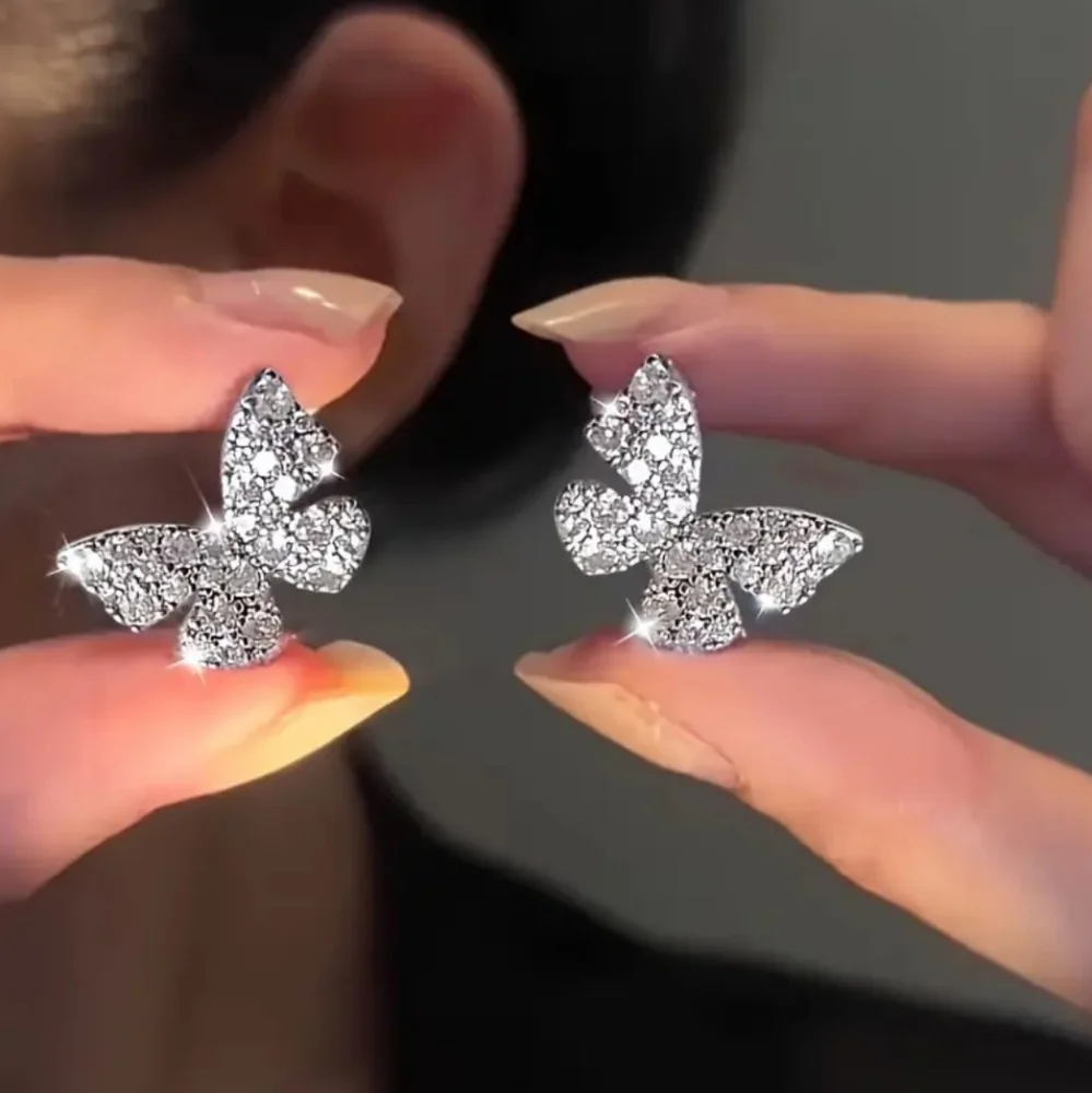 Sparkling Rhinestone Butterfly Earrings