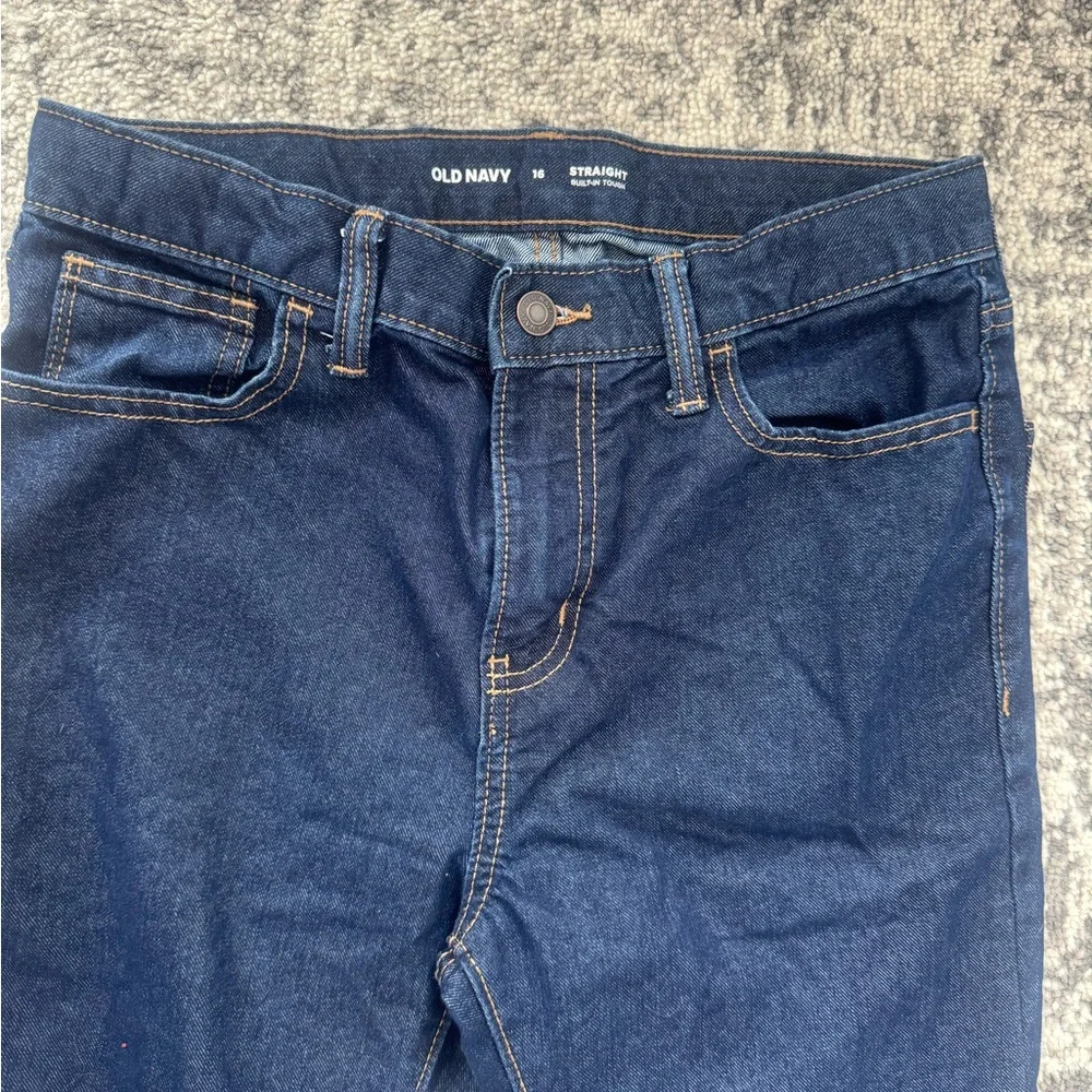 OLD NAVY STRAIGHT LEG built in flex adjustable waist JEANS dark wash