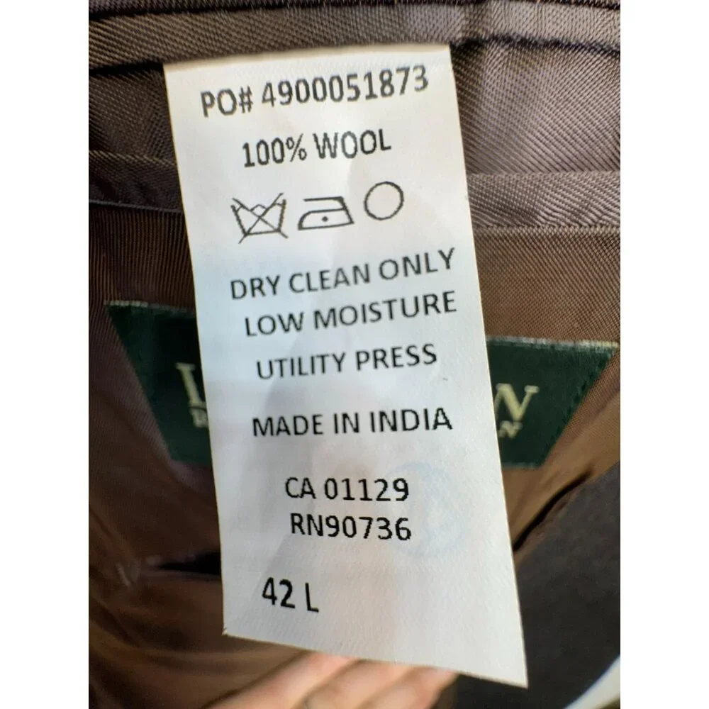 Lauren Ralph Lauren Mens Wool Blazer 42L Brown Tweed Preppy Scholar