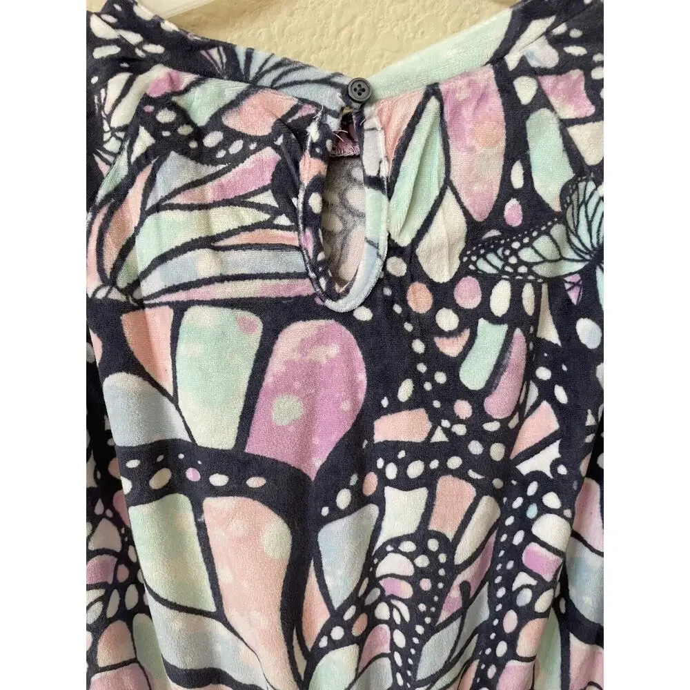 Justice Butterfly Elastic Waist Long Sleeve Girls’ Romper Pajama Size S 7/8