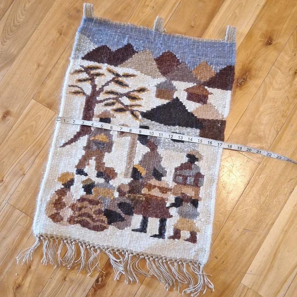 Vintage African Lesotho Mohair Tapestry 17x26