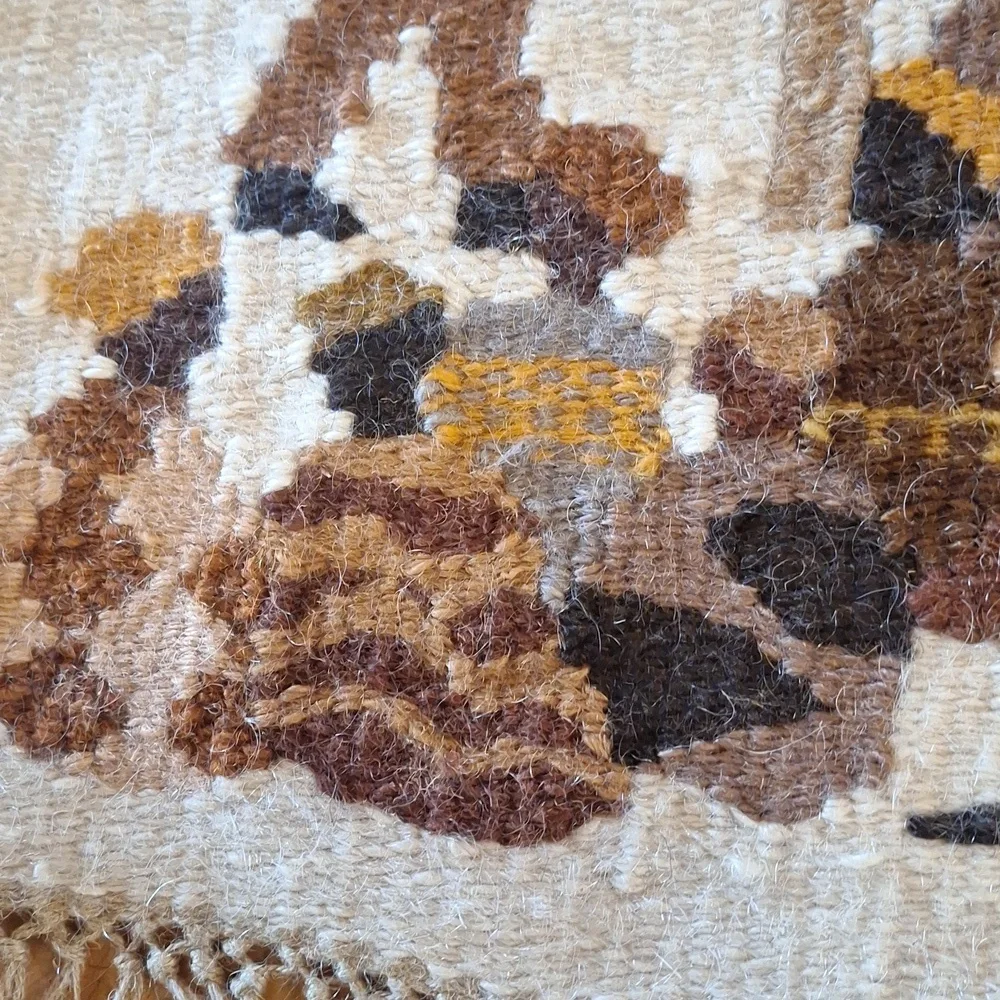 Vintage African Lesotho Mohair Tapestry 17x26