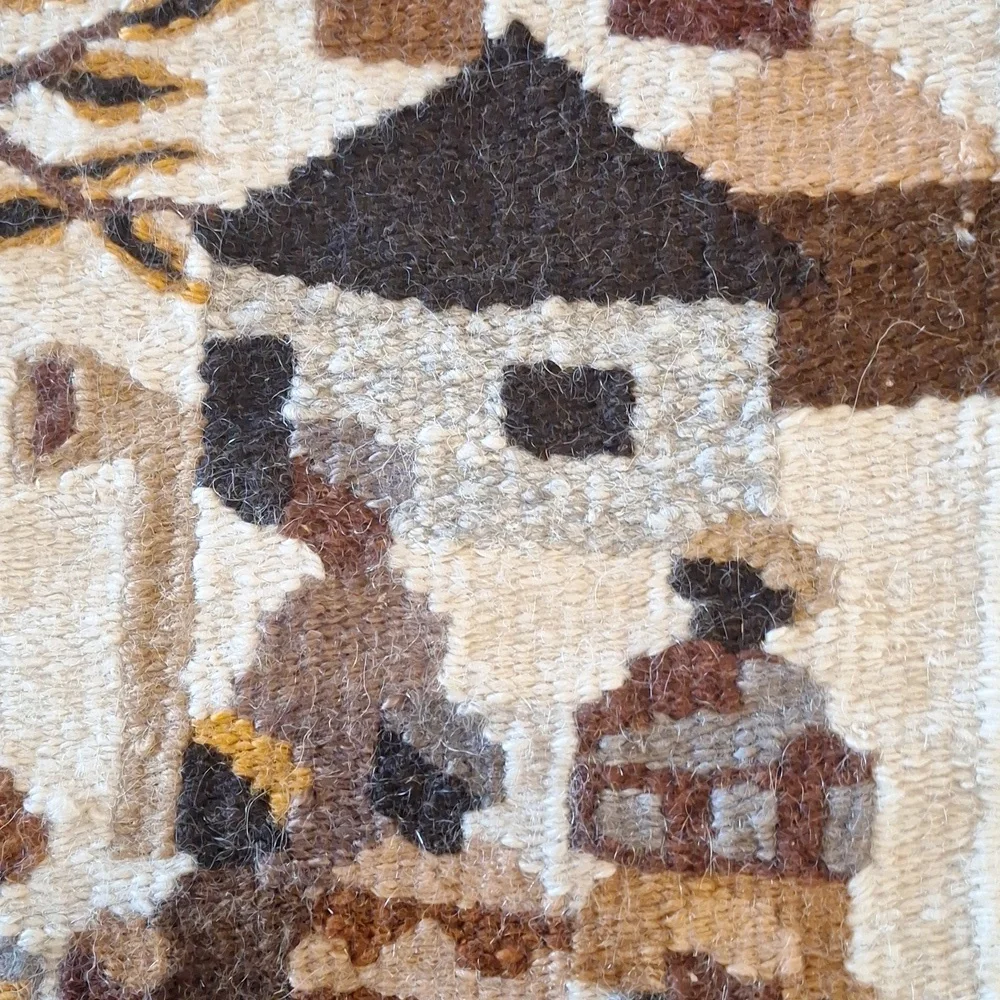 Vintage African Lesotho Mohair Tapestry 17x26
