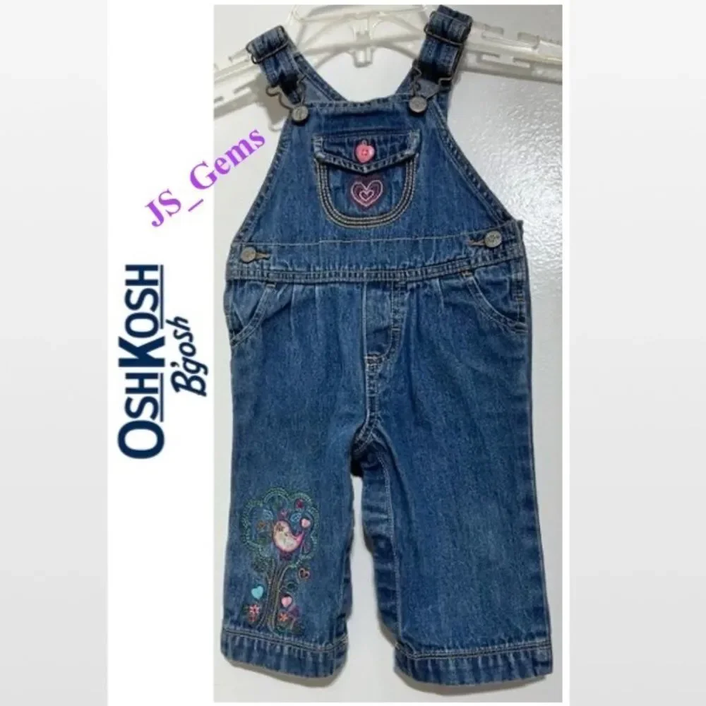 OshKosh B'gosh Baby Blue Denim Vestbak Kid Overalls