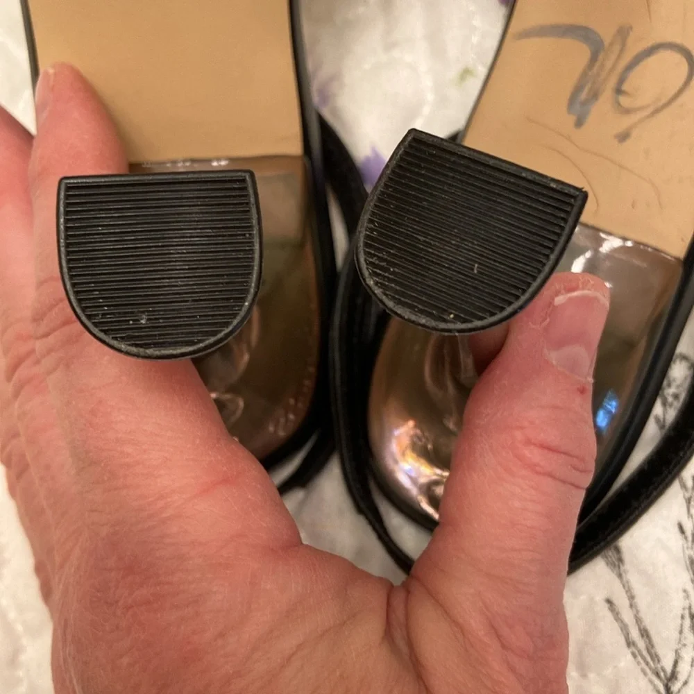 Nine West Slingbacks In The Clear Heels Pointy Toe Black Worn Once WM SZ 7 1/2 M