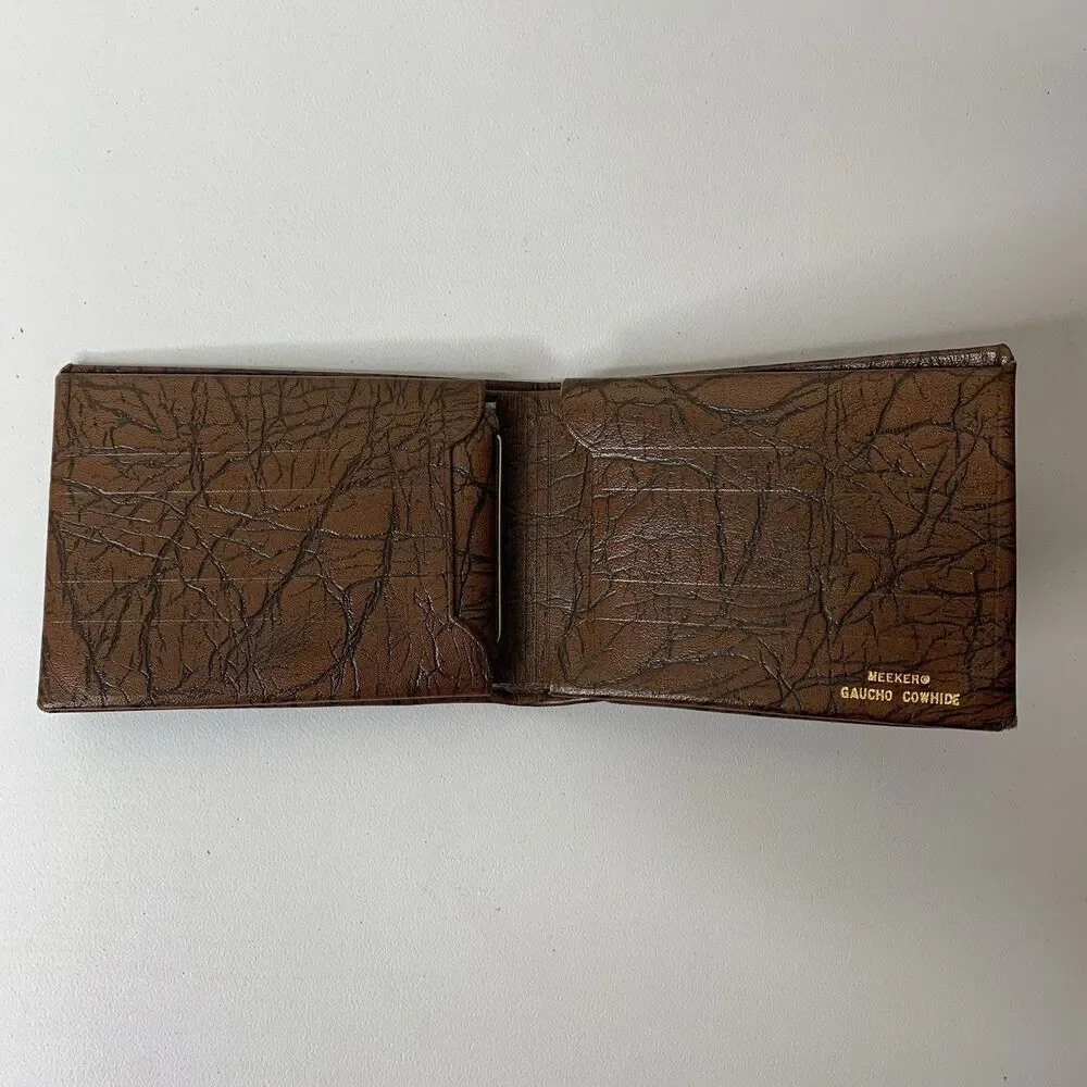 Meeker Gaucho Cowhide Leather Brown Leather Card Holder Wallet Fold