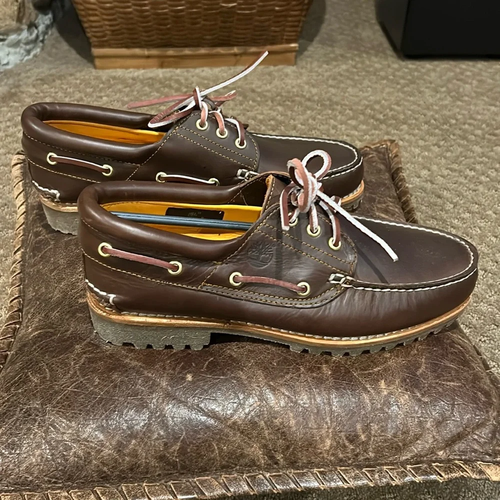 NWOT Timberland Handsewn Leather Boat Shoe Brown Full Grain Size 9W