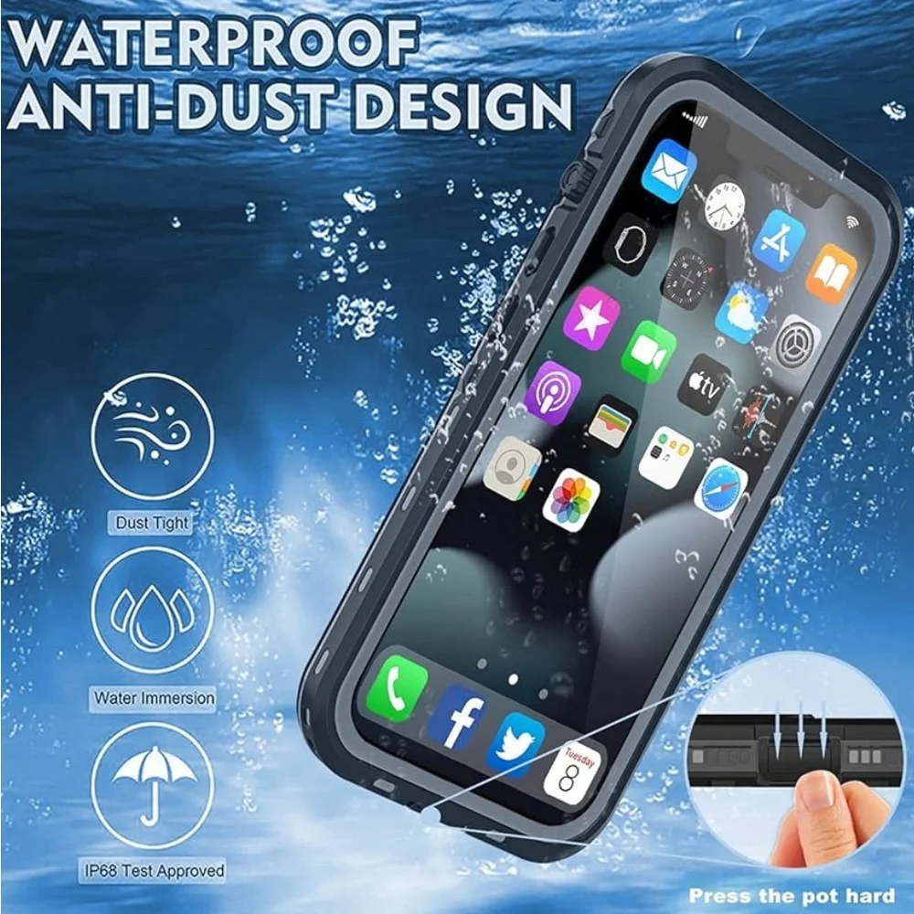 Design for iPhone 13 Pro Waterproof Case, Shockproof Dust proof Phone Case