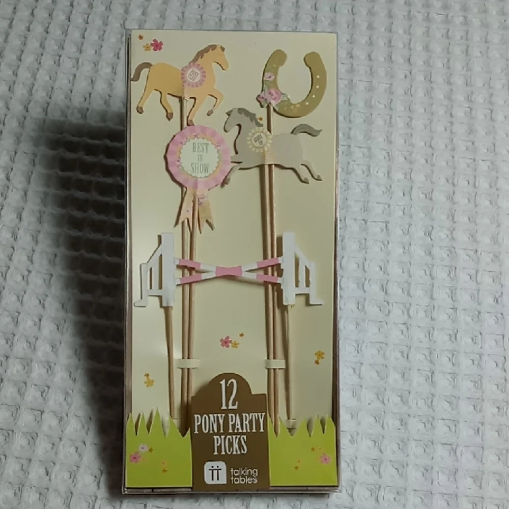 Talking Tables Pony Party Picks Pack Of 12 New In Box Muted Tones