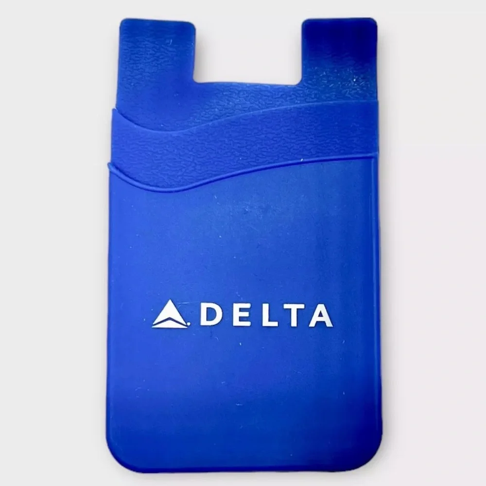 Delta Air Lines Blue Silicone Phone Wallet W/ 4 Airbus Pilot Trading Cards New