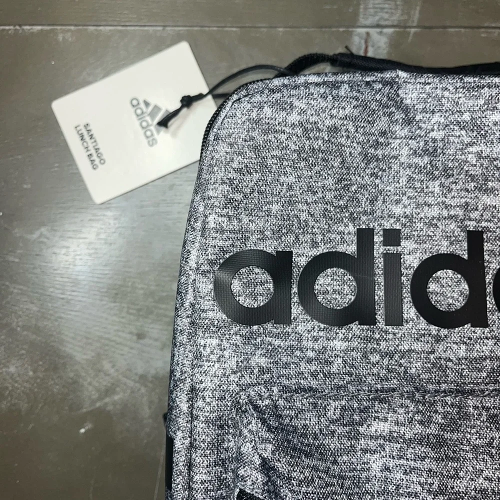 Adidas Gray Santiago Lunch Bag Zippered Black Insulated Mesh Zippered NWT