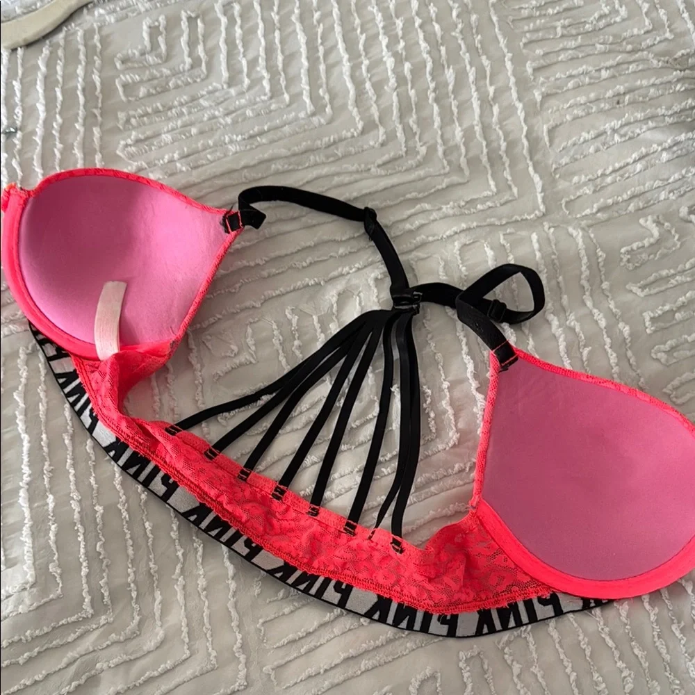 PINK Victoria's Secret Women's Neon Pink Lace Bra