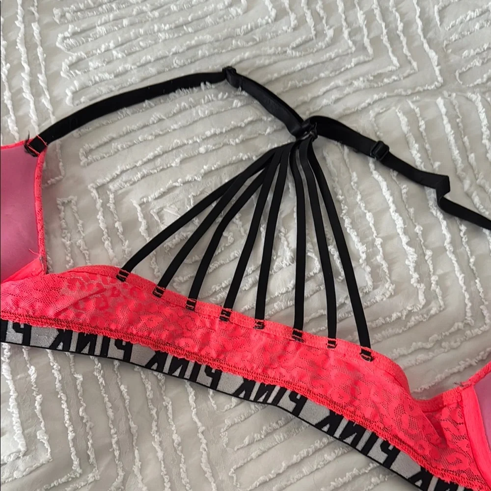 PINK Victoria's Secret Women's Neon Pink Lace Bra