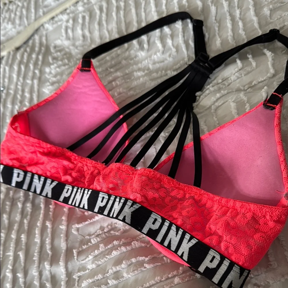 PINK Victoria's Secret Women's Neon Pink Lace Bra