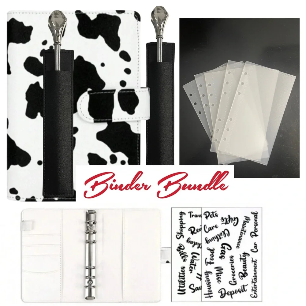 COW PRINT A6 Binder BUNDLE, Cash Envelope Stuffing Method