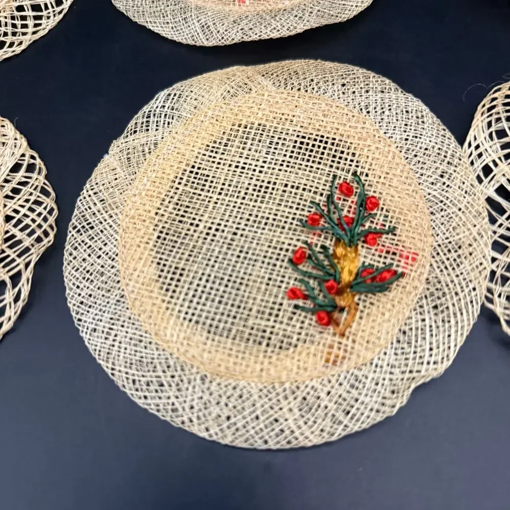 Vintage woven coasters flowers