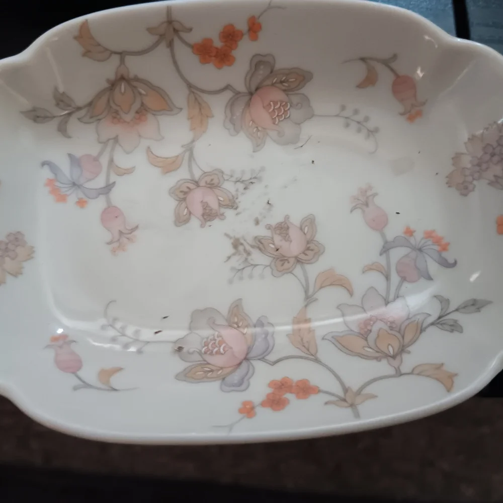 Floral Ceramic Vase and Dish Set