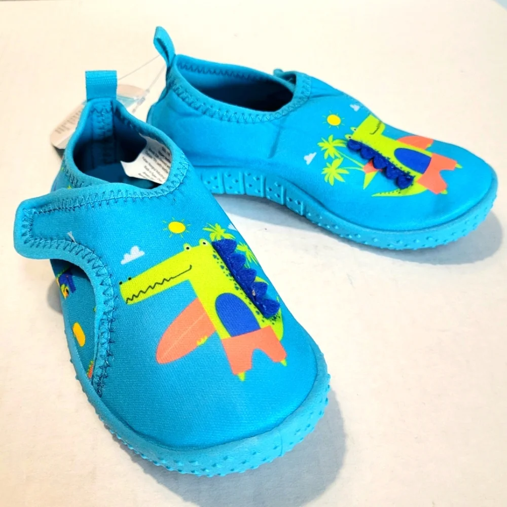 Water Shoes for Toddlers - Blue Alligator and Surfboard Design