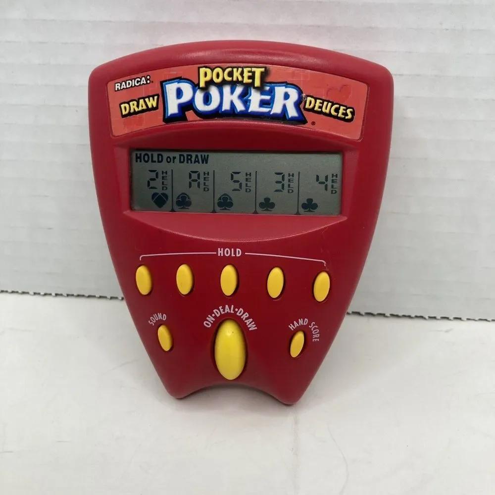 Radica Pocket Poker Handheld Game Deuces Draw Electronic Poker 1999 VTG *TESTED*
