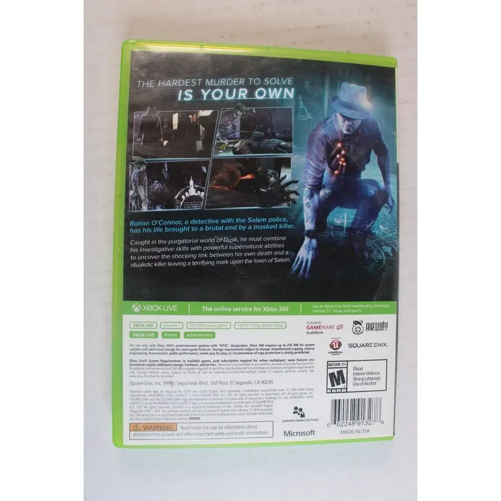 Murdered Soul Suspect (Microsoft Xbox 360) Authentic, tested/works