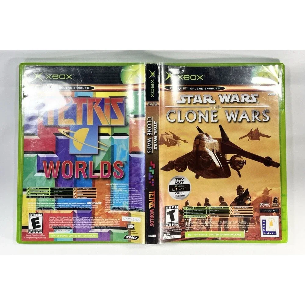 Star Wars Clone Wars / Tetris Worlds Combo Pack Original Xbox 2003 Complete