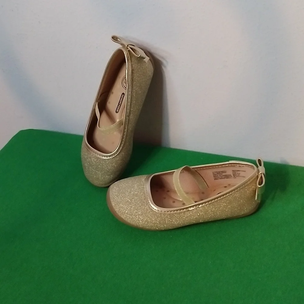 Toddler Girls Gold Sparkly Ballet Flats