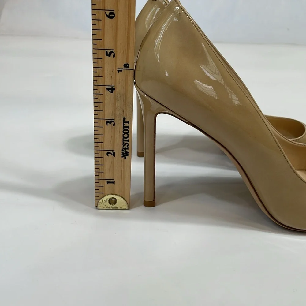 Jimmy Choo Stiletto Heels Nude Patent Leather 39.5 Made In Italy EUC