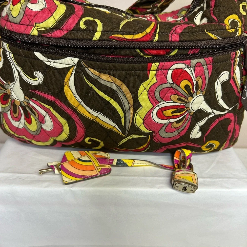 Vera Bradley Hobo Bag Floral Design with vintage lock and key pushet- Vintage