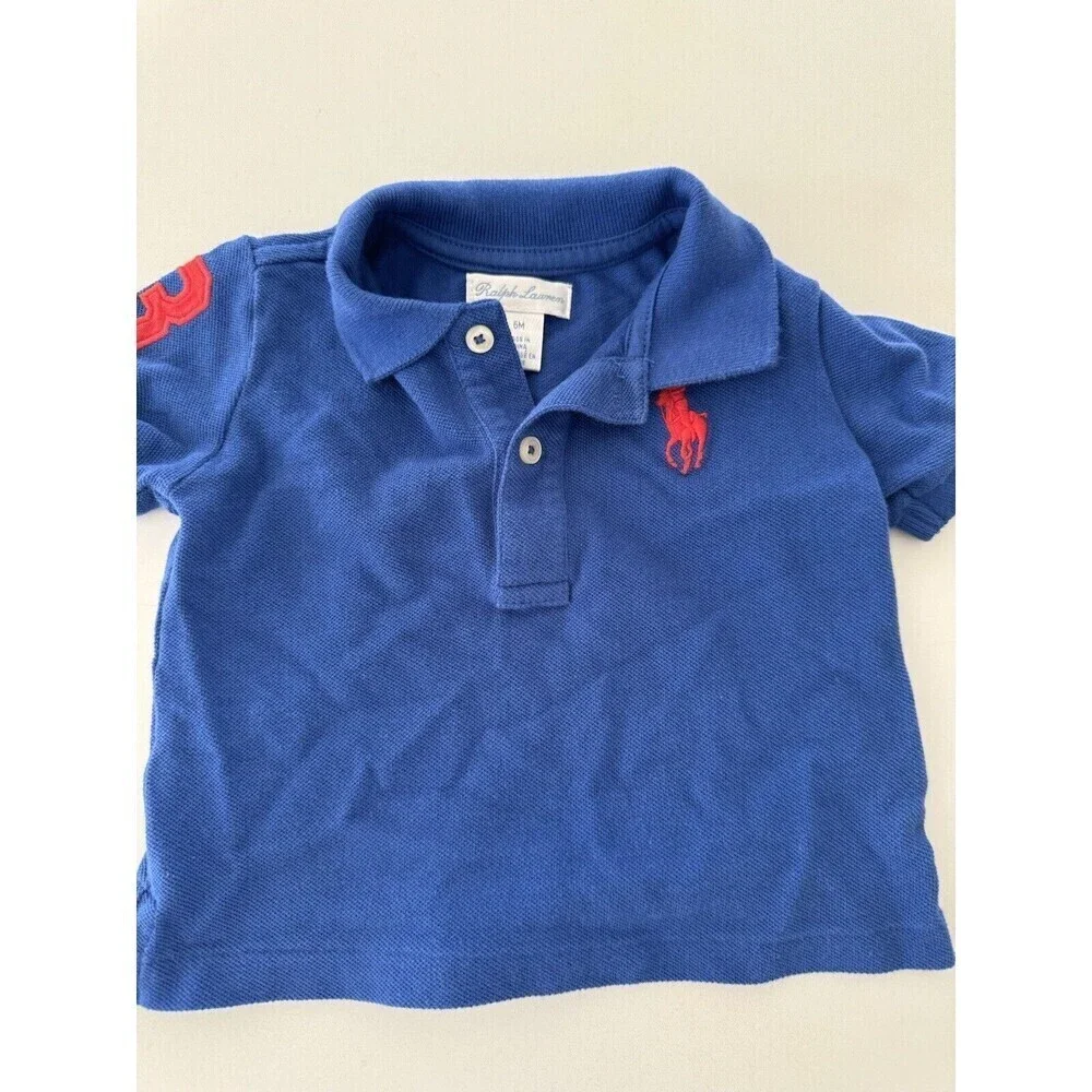 Ralph Lauren Blue Baby Boy Cotton Mesh Polo Shirt 6M