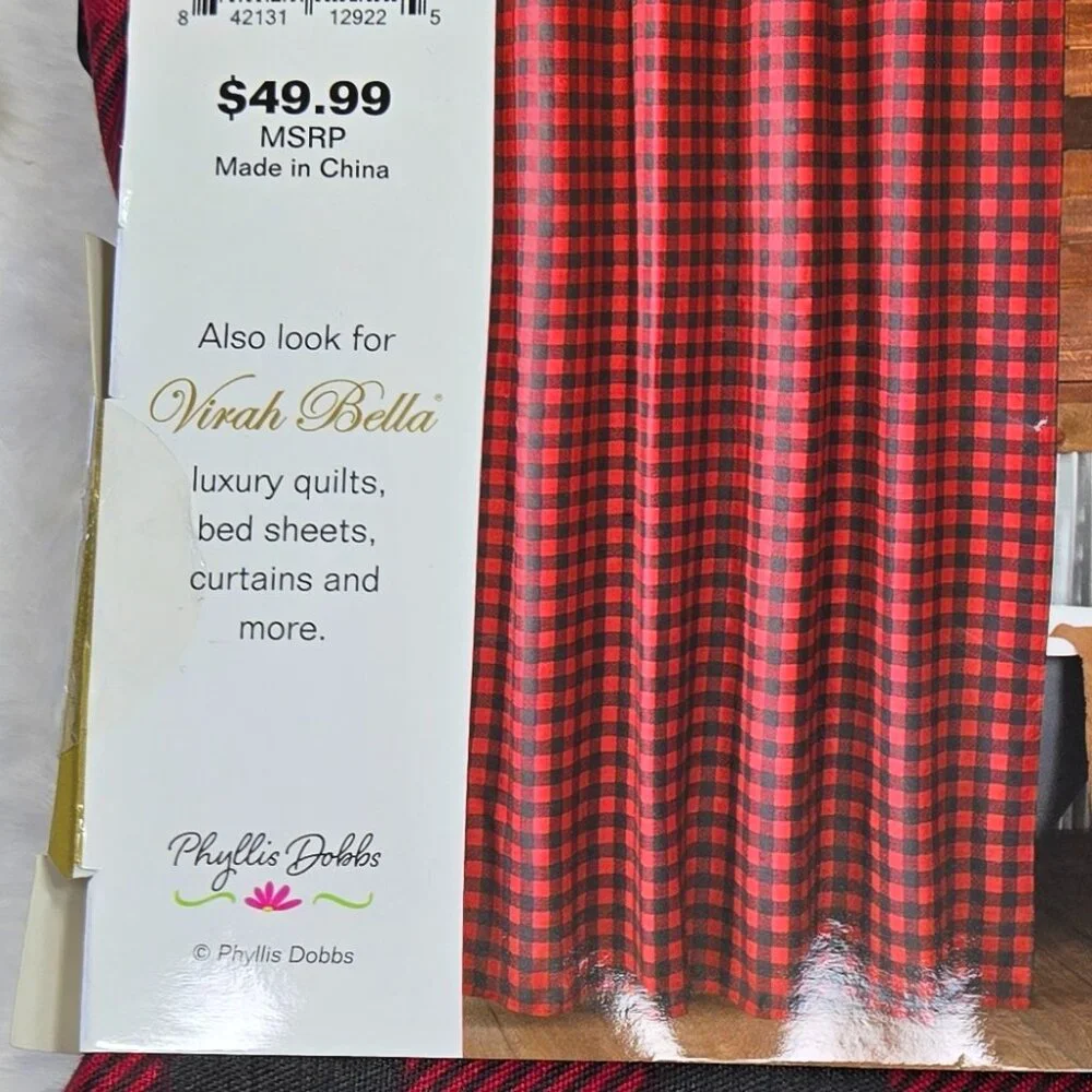 Virah Bella Luxury Cloth Shower Curtain Red and Black 13 Piece Set (NWT) 72 x 72