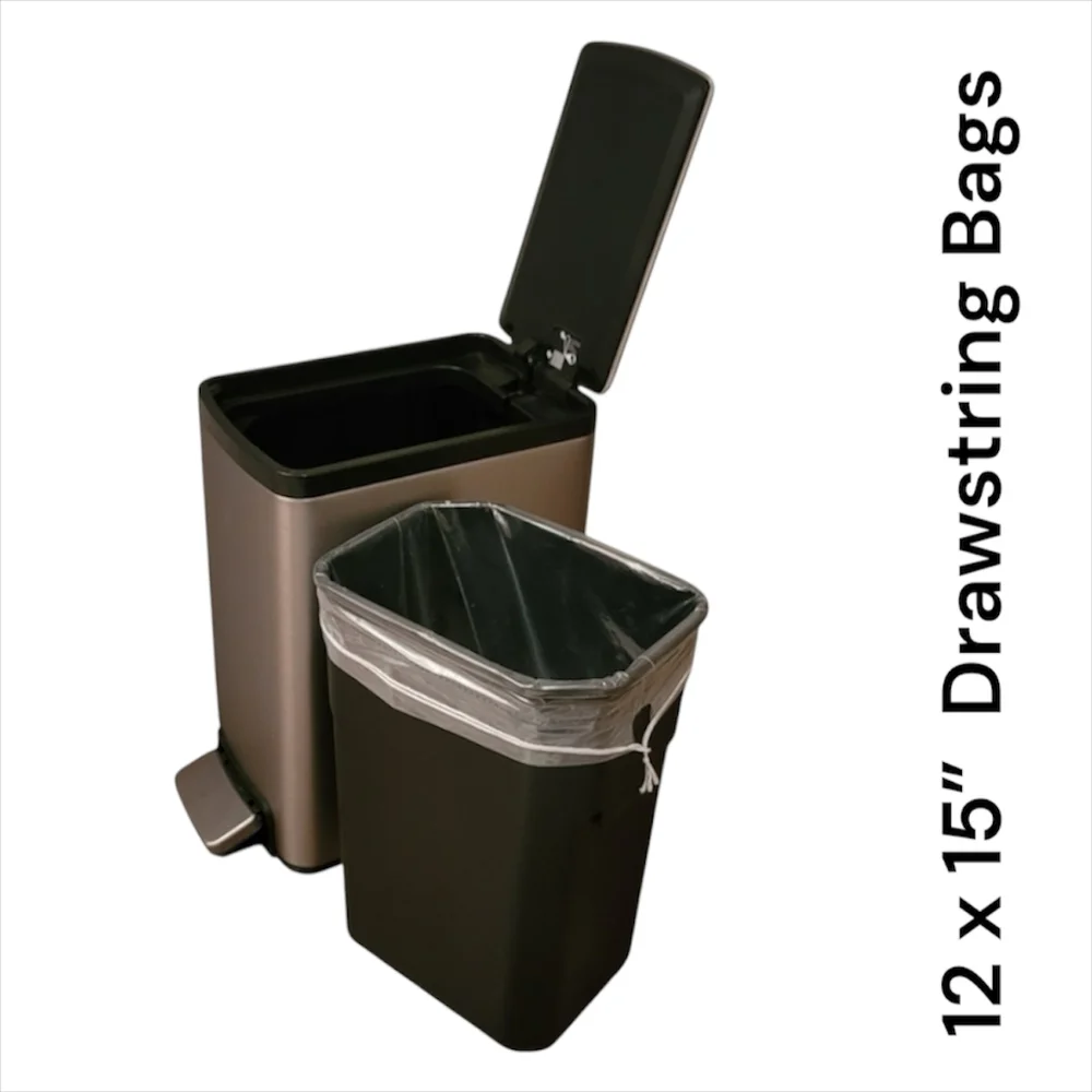 ULINE | Durable 2 Mil Clear Drawstring Bags S-14482 Small Plastic Garbage Bag