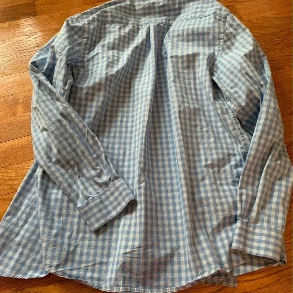 Vineyard Vines The Whale Shirt 100% Cotton Blue Gingham Size Large